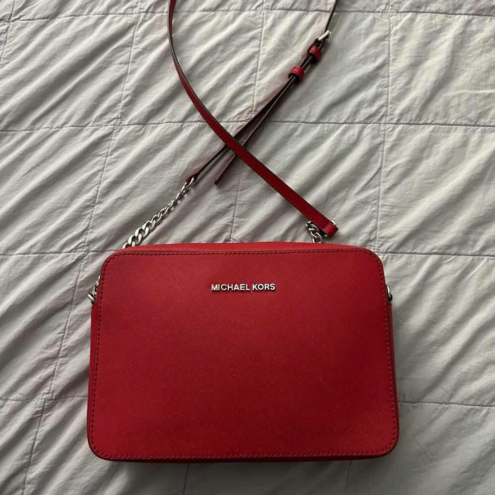 Red leather Michael Kors shoulder purse